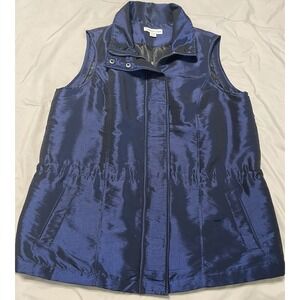 Coldwater Creek Iridescent Blue Vest Womens Size‎ 10/12 Long Pockets Insulated